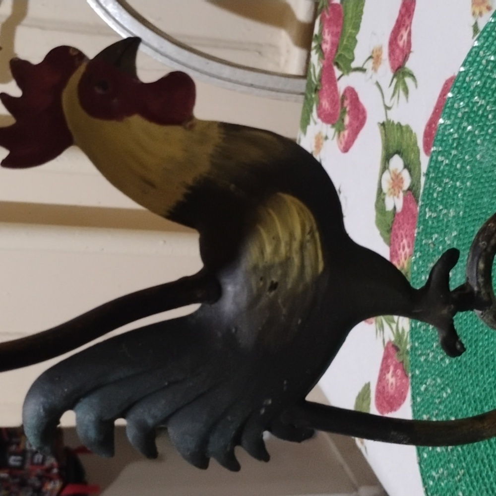 COLLECTIBLE CAST IRON RUSTIC ROOSTER CANDLE WAX HOLDER - Picture 4 of 8